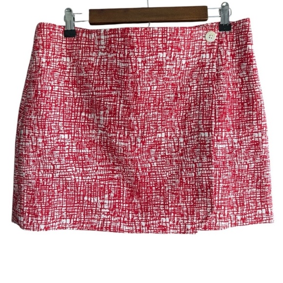 STAUD Red and White Tweed Buttoned Garment Skirt Size L - Picture 2 of 10